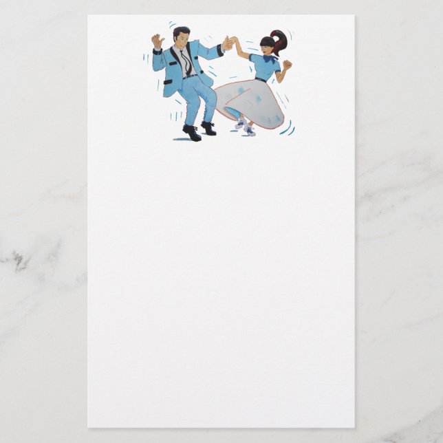 Classic Rock n Roll Jive dancers cartoon Stationery (Front)