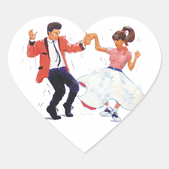 classic rock n roll jivers cartoon heart sticker (Front)