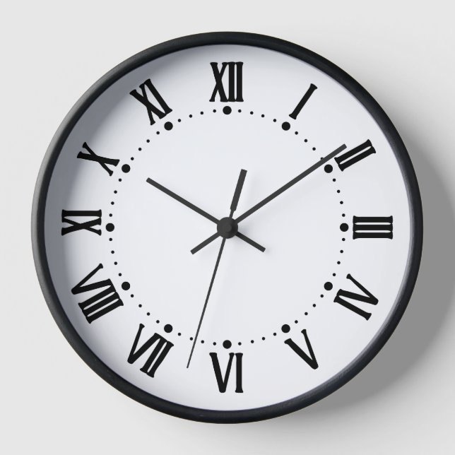 Classic Roman Numerals Wall Clock - Timeless Black (Front)