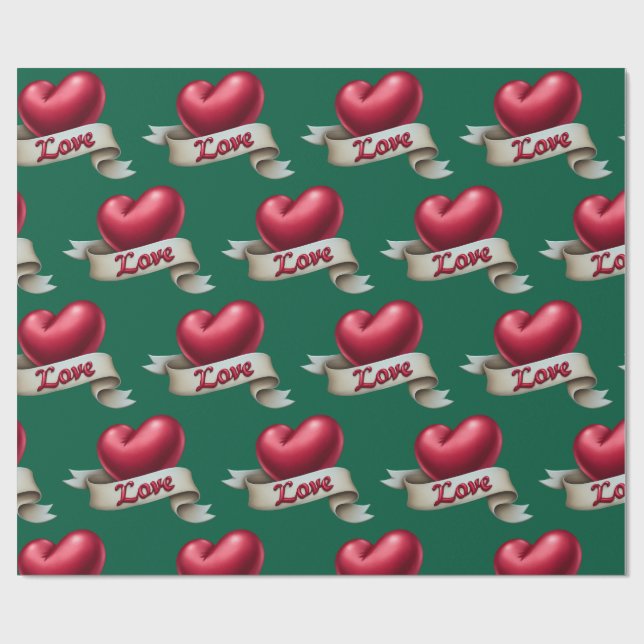 "Classic Romance" Emerald Gift Wrap (Flat)
