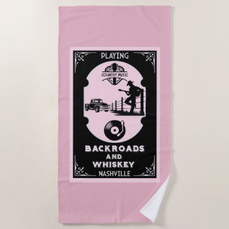 Classic Romantic Country Music Beach Towel