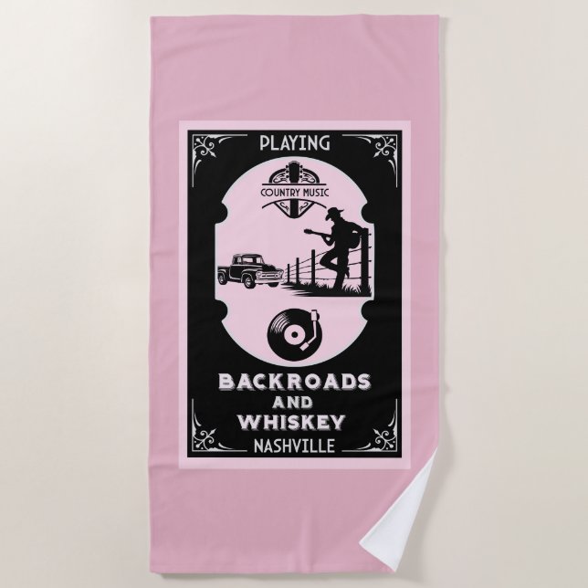 Classic Romantic Country Music Beach Towel (Front)