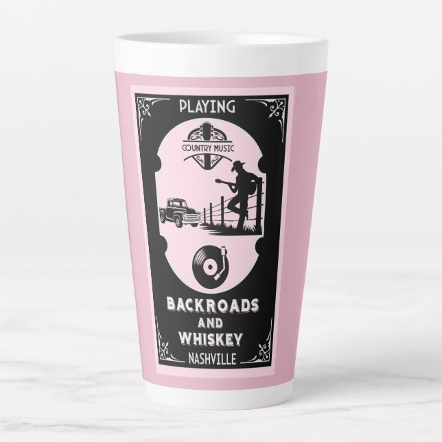 Classic Romantic Country Music Latte Mug (Front)