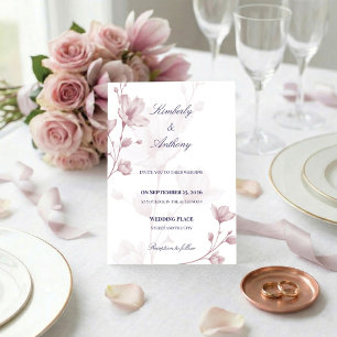 Classic Romantic Dusty Rose Floral Wedding Invitation