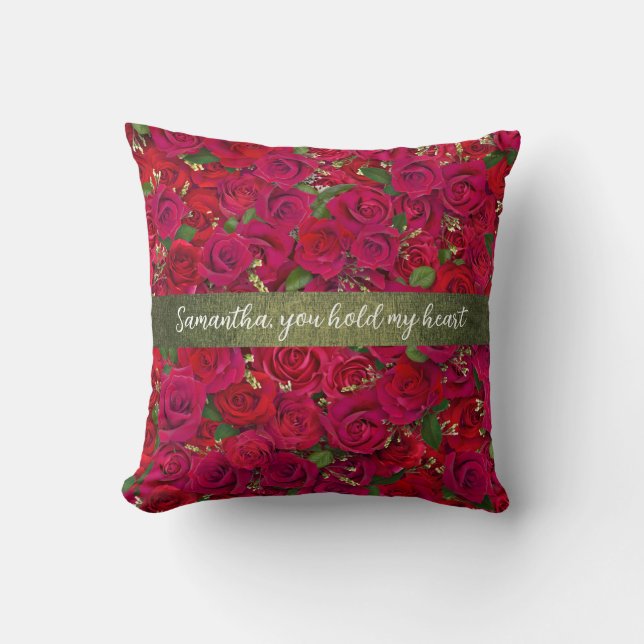 Classic Romantic Red Rose Love Theme Cushion (Front)