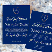 Classic Romantic Royal Blue Monogram Elegant