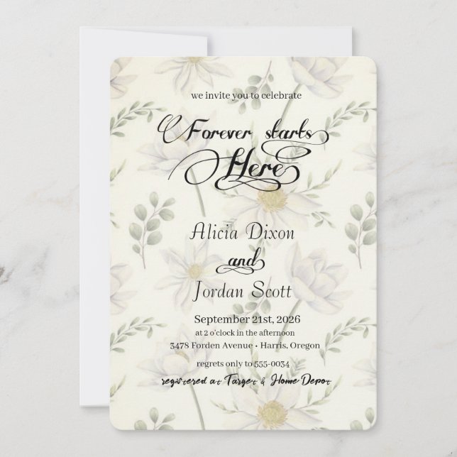 Classic Romantic Script Invitation (Front)