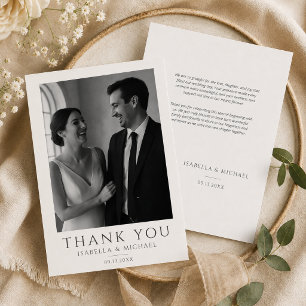 Classic Romantic Wedding Photo Card With Message