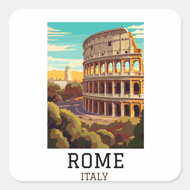 Classic Rome Italy Colosseum Historic Square Sticker (Front)