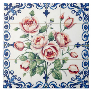 classic rose bouquet tile