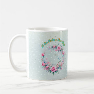 Classic Rose Floral Mug, 11 oz FDA Compliant Coffee Mug