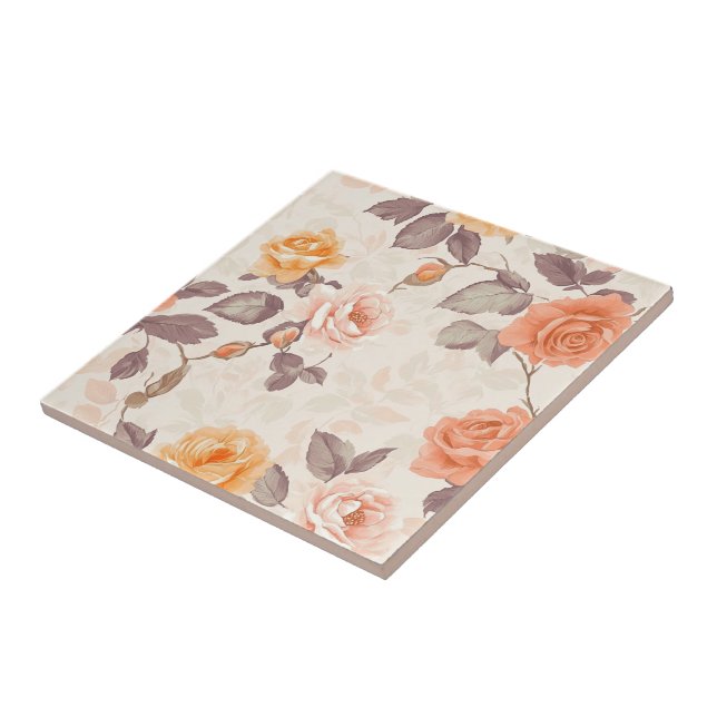 Classic Rose Floral Tiles  For Artful Floors (Side)