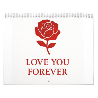 Classic Rose Forever Love Minimal Romantic Calendar