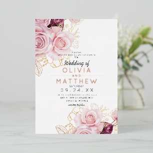 Classic Rose Gold Blush Flora Wedding Foil