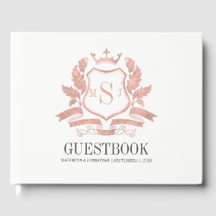 Classic Rose Gold Crest Wedding Guest Book