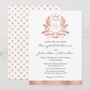 Classic Rose Gold Crest Wedding Invitation Card