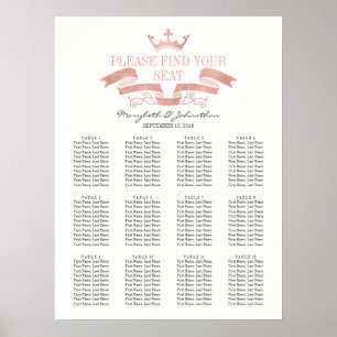 Classic Rose Gold Crest Wedding Seating Chart Sign