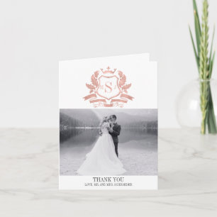 Classic Rose Gold Crest Wedding Thank You Card