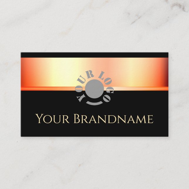 Classic Rose Gold Effect with Logo Simple Black Business Card (Front)