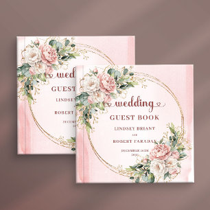Classic Rose Gold Floral Greenery Guest Book Sign