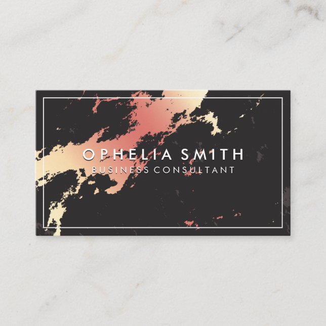 Classic Rose Gold Marble Business Card (Front)