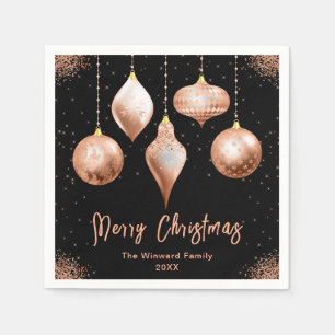 Classic Rose Gold Ornament Christmas Napkin