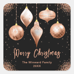 Classic Rose Gold Ornament Christmas Square Sticker