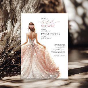 Classic rose gold sparkles wedding gown lux invitation