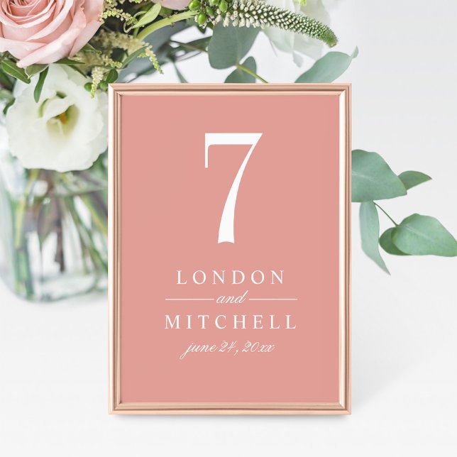 Classic Rose Gold Wedding Table Number Card (Creator Uploaded)