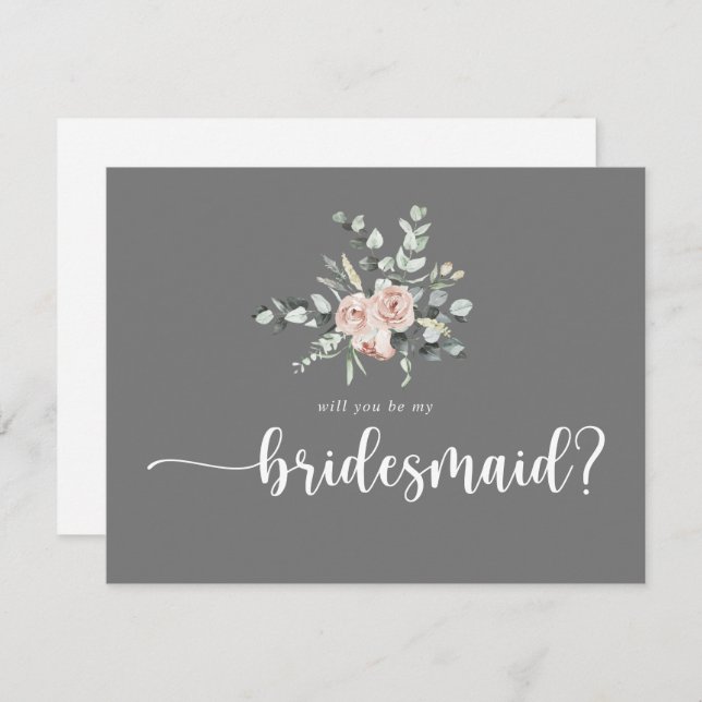 Classic Rose Grey Bridesmaid Proposal Note Card (Front/Back)