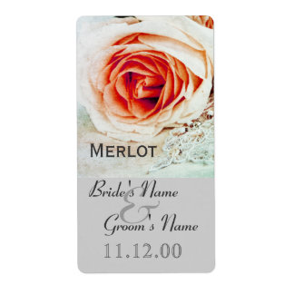 Classic rose wedding wine bottle label