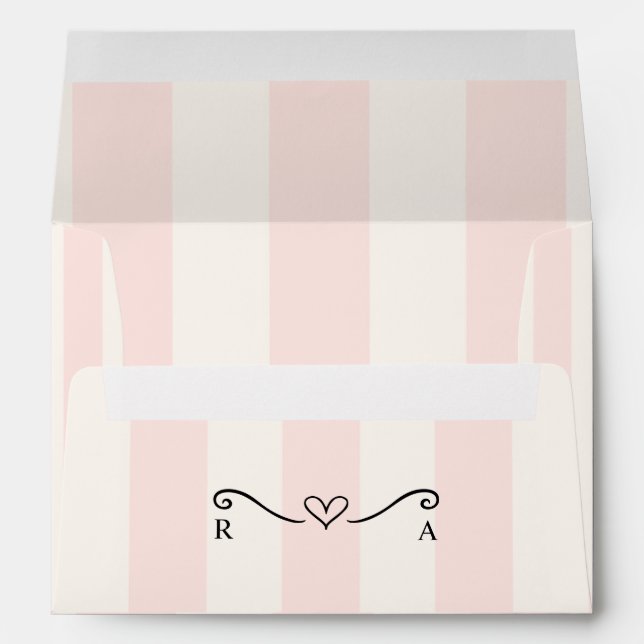 Classic Rose & white with Return Address Monogram  Envelope (Back (Bottom))