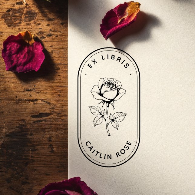 Classic Rose Wooden Ex Libris Art Stamp (Creator Uploaded)