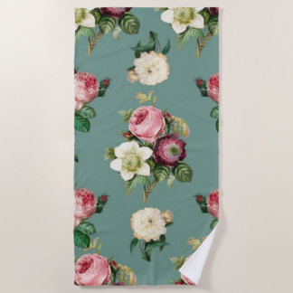 Classic Roses and Jade Beach Towel