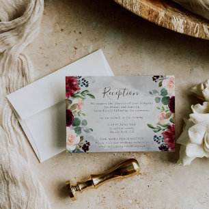 Classic Roses Peony Flowers Wedding Reception  Enclosure Card