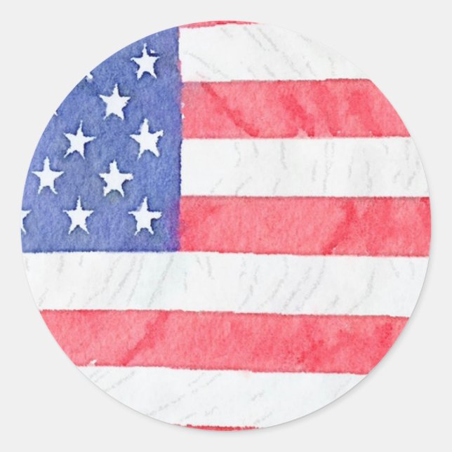 Classic Round American Flag Sticker (Front)