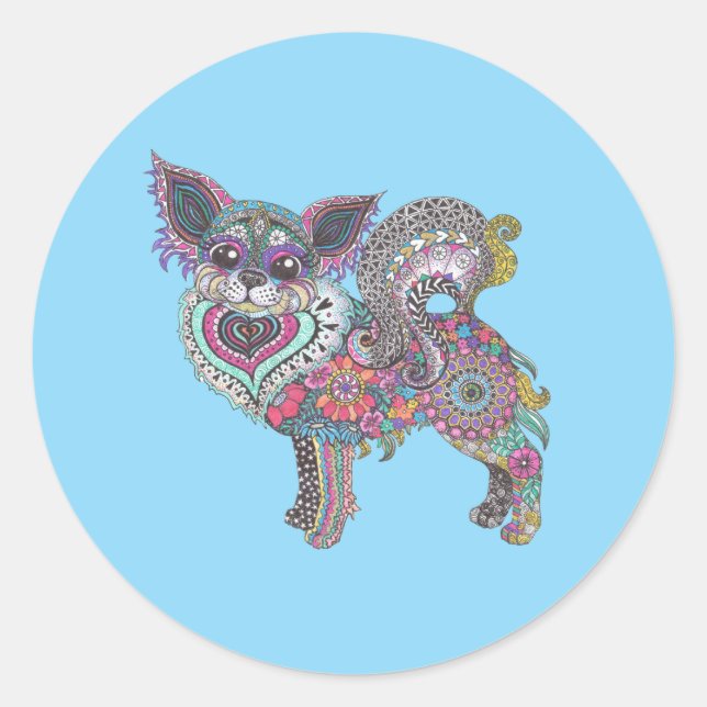 Classic Round Chihuahua Sticker (Front)