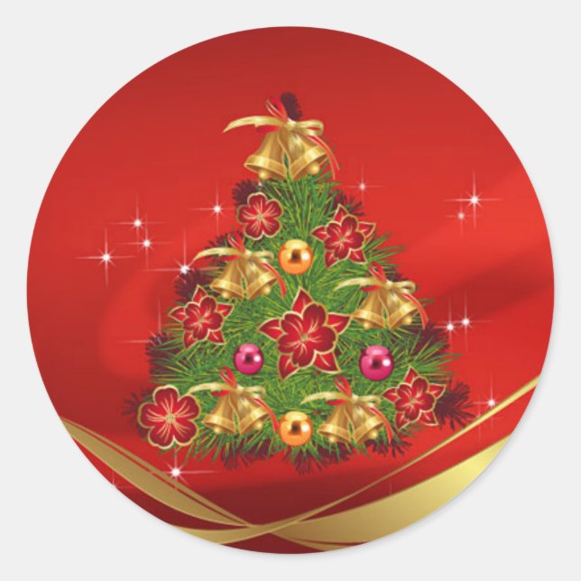 Classic Round Christmas Sticker/Christmas Tree Classic Round Sticker (Front)