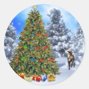 Classic Round Christmas Sticker/Christmas Tree Sticker