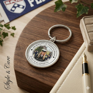 Classic Round Graduate Modern Calligraphy Key Ring