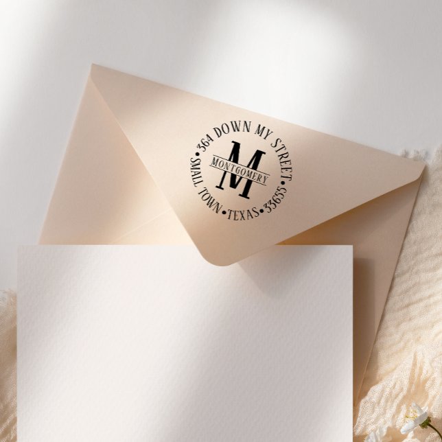 Classic Round Monogram Return Address Self-inking Stamp (Creator Uploaded)