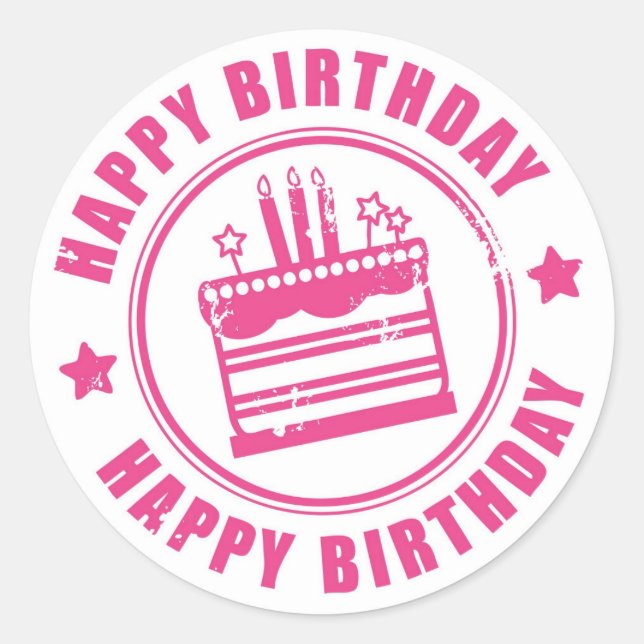 Classic Round Sticker/Happy Birthday Classic Round Sticker (Front)