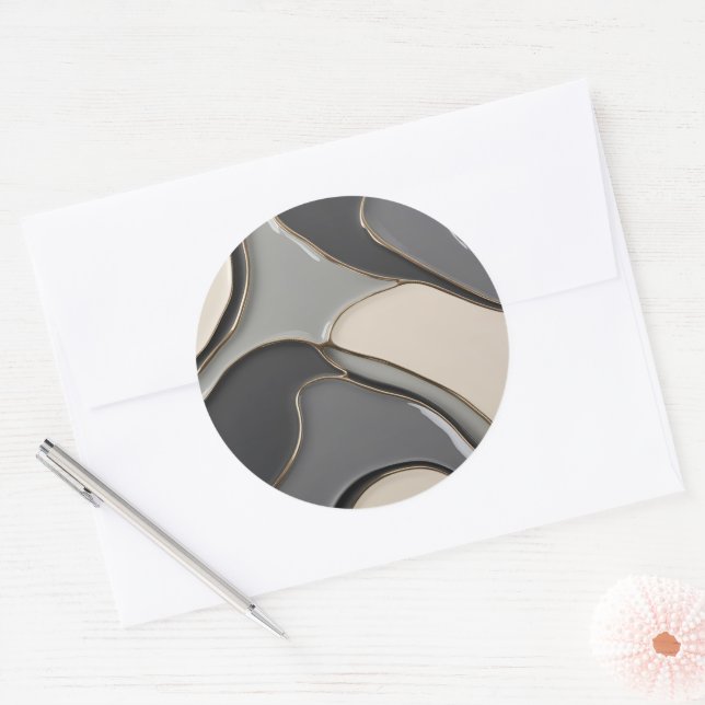 Classic round sticker in stylish graphic (Envelope)