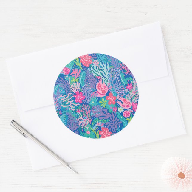 Classic round sticker in stylish graphic (Envelope)