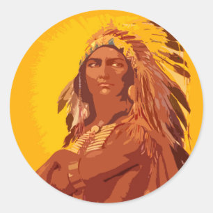 Classic Round Sticker, Native American Classic Round Sticker
