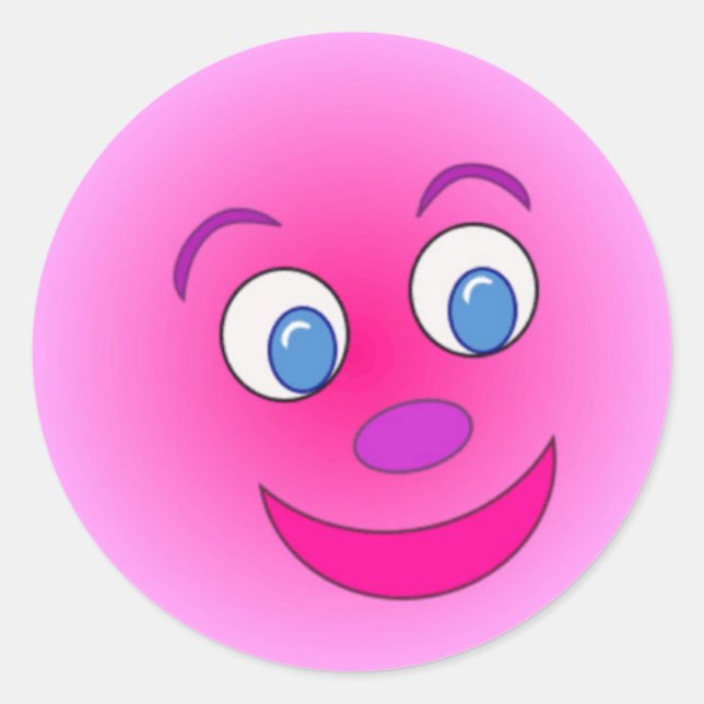 Classic Round Sticker/Purple Face Sticker (Front)