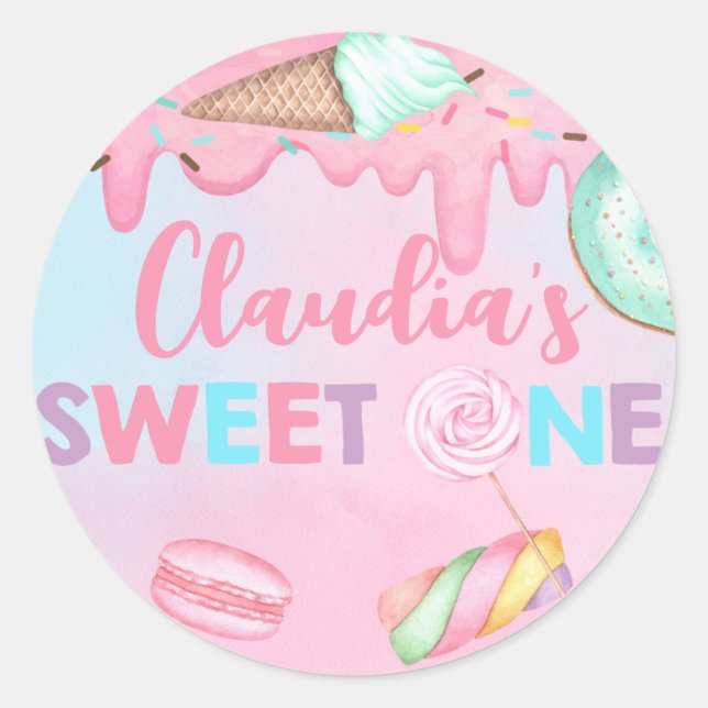 Classic Round Sticker, Sweet One birthday. Sticker (Front)