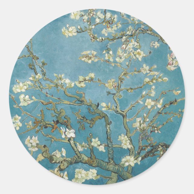 CLASSIC ROUND STICKER : VAN GOGH : ALMOND BLOSSOM  (Front)