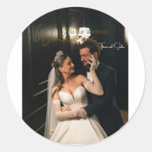 Classic Round Sticker Wedding - personalised