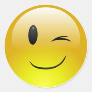 Classic Round Sticker/Winking Emoticons Sticker